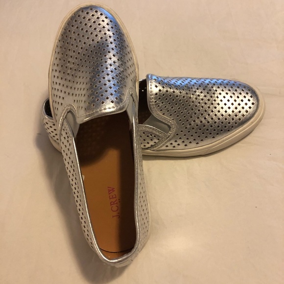 J. Crew Shoes - J Crew Silver Metallic Mesh Slip On Shoes
